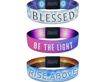 3 Pack Stretch Bracelets - Double Sided Cool Motivating Wristbands with Inspirational Designs and Words Fashion Gifts for Men Women and Kids