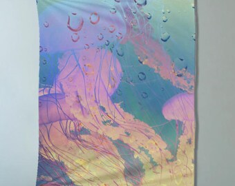 Neon Jellies Wandteppich Wandbehang - Quallen Wandteppich - bunte Wandbehang - Ozean Wandteppich - Natur Wandkunst - lebendige Wandteppich - groß