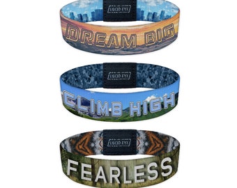 3 Pack Stretch Bracelets - Double Sided Cool Motivating Wristbands with Inspirational Designs and Words Fashion Gifts for Men Women and Kids