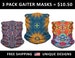 3 Pack Neck Gaiter Face Mask- Festival Funk- Colorful Bandana- Stretchy Tube Scarf- Psychedelic Artwork- Cool Designs- Trippy Neck Scarves 