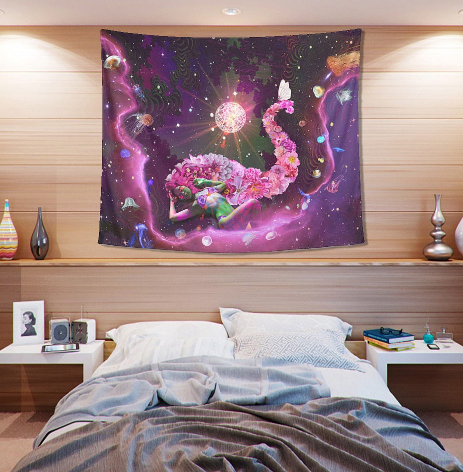 Trippy Space Tapestry Galaxy Girl Dorm Bedroom Decor Etsy