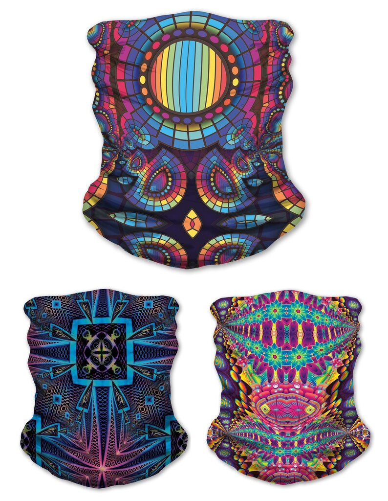 Disco Face 3 Pack Face Mask Colorful Bandana Stretchy Tube Etsy