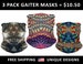 3 Pack Neck Gaiter Bandana Face Mask- Stretchy Tube Scarf-  Galaxy Scarves- Psychedelic Rainbow Artwork- Cool Festival Designs- Cycling Mask 