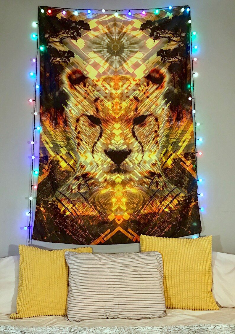 Tribal Cheetah Tapestry Cool Tapestry For Guys Tall Tree Etsy
