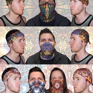3 Pack Neck Gaiter Bandana Face Mask Multi-functional Seamless Headband Colorful Psychedelic Rave Rasta Scarf Wind / Dust Protection image 2