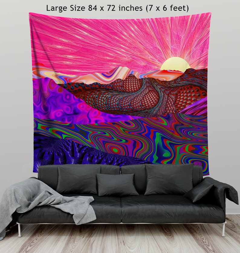 Pink Wall Art Decor Trippy Trek Tapestry Wall Hanging Etsy