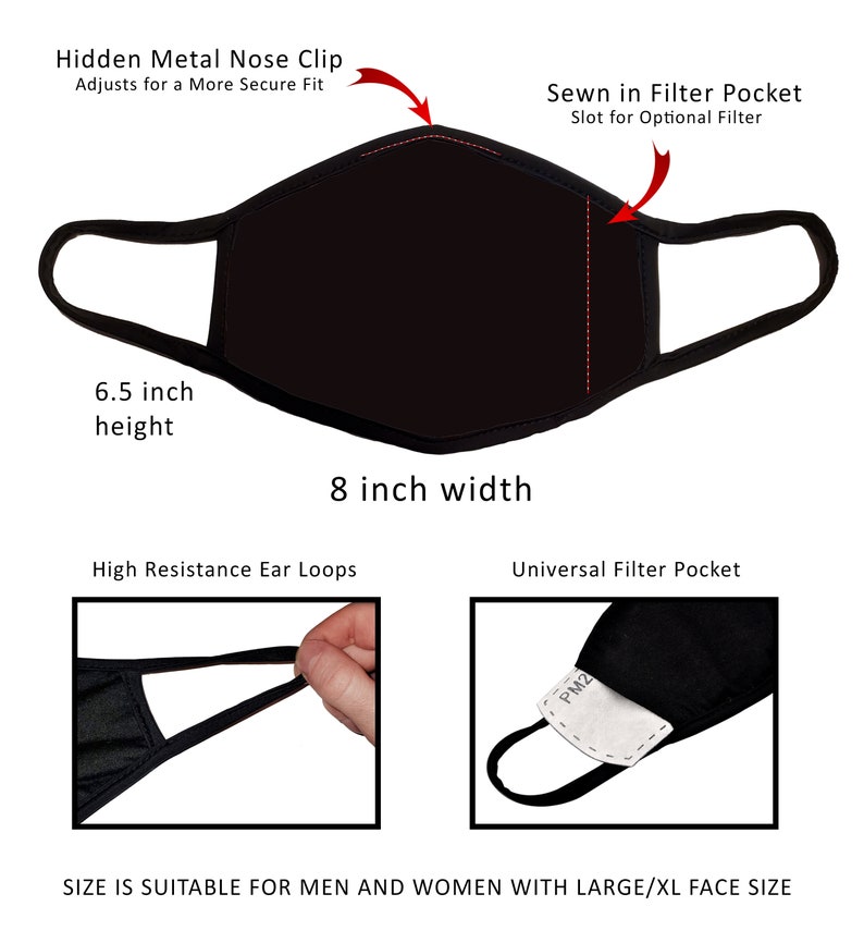 Large 3 Layer Face Masks With Nose Wire and Filter Pocket Etsy