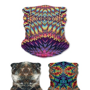 3 Pack Neck Gaiter Bandana Face Mask Multi-functional Seamless Headband Colorful Psychedelic Rave Rasta Scarf Wind / Dust Protection image 8