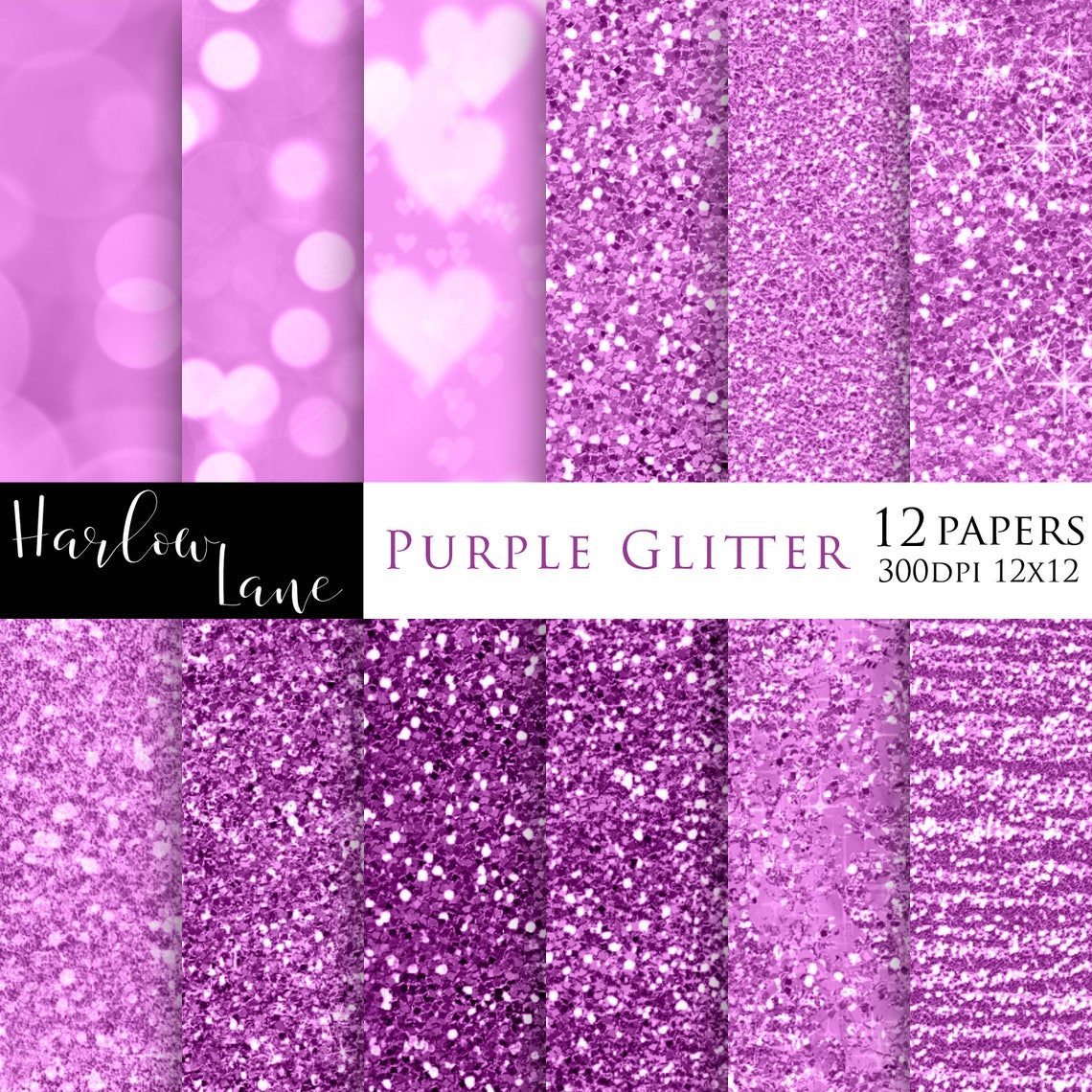 50 OFF SALEPurple Glitter Digital PaperScrapbooking Etsy