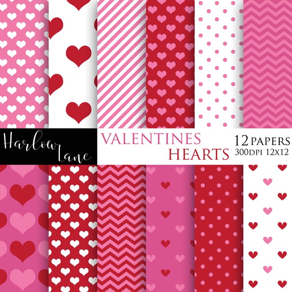 50 De Réduction Vente Saint Valentin Coeur Rouge Et Rose Papiers Numériques Digital Paper Papier Scrapbooking