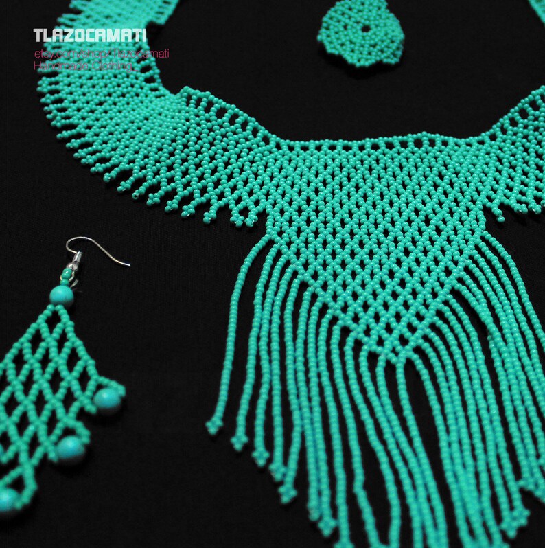 prehispanic style jewelry Huichol Eagle Necklace with crystal beads and stones Stylish Huichol Eagle-Shaped Necklace eagle-shaped choker