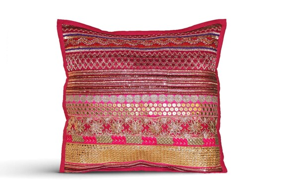 Hot Pink Pillow Cover Cushion Cover Gable damask pillow cover in stone