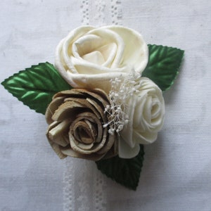 Corsage with Wood Flowers, Sola Wood Flower Wrist Corsage for Prom, Corsage  Wristlet for Wedding