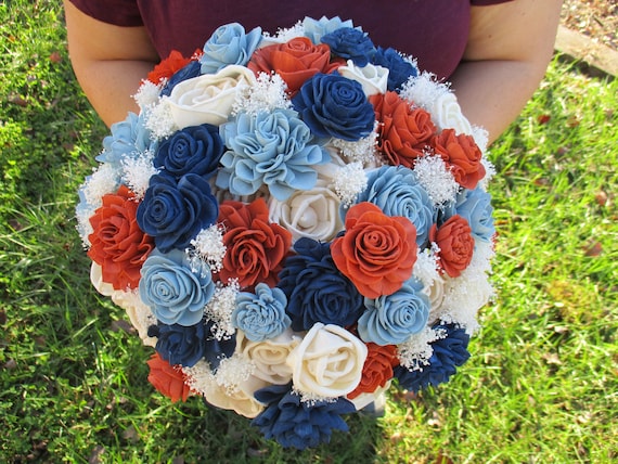 The Country Western Navy Blue Dusty Blue Burnt Orange Ivory Etsy