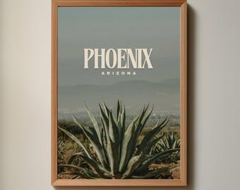 Phoenix Arizona Desert Agave Cactus Plant Landscape Poster Print (PNG Digital Download File)