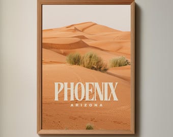 Phoenix Arizona Desert Landscape Vintage Inspired Wall Art Poster Print (PNG Digital Download File)