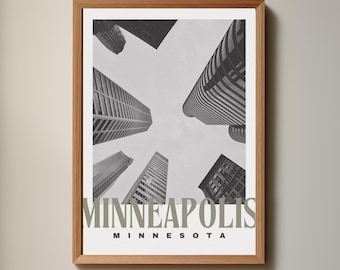 Minneapolis Minnesota Downtown City Buildings Wall Art Poster Print (PNG Digital Download File)