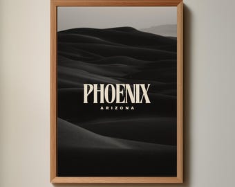 Phoenix Arizona Black and White Desert Dunes Poster Print (PNG Digital Download File)