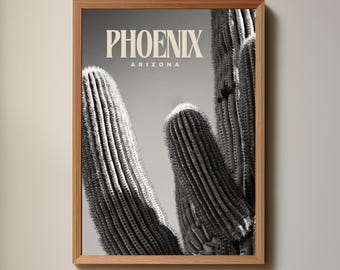 Phoenix Arizona Desert Cactus Vintage Inspired Wall Art Poster Print (PNG Digital Download File)