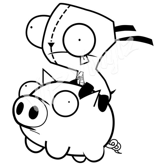 Gir Riding Pig from Invader Zim Vinyl Decal Etsy