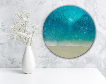 Epoxy Resin Ocean Lazy Susan: Coastal Table Centerpiece, Beach Decor