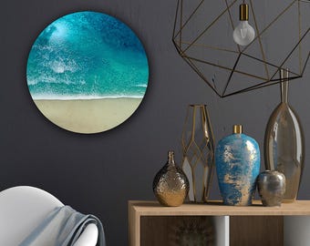 Ocean Resin Lazy Susan: Coastal Decor Turntable, Beach Centerpiece