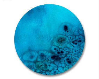 Hand Painted Ocean Lazy Susan: 15" Resin Art Turntable Centerpiece