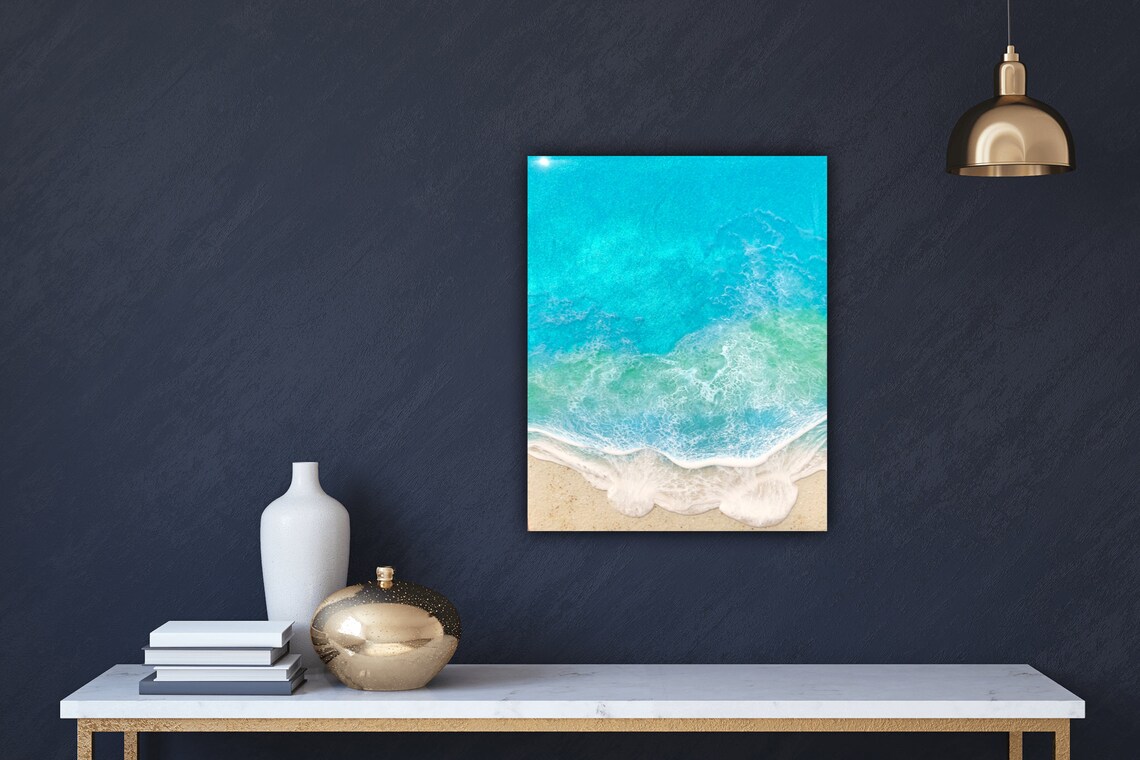 Ocean Painting, Beach Ocean Painting, Ocean Wall Art, White Sand Beach