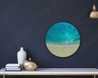 Epoxy Resin Ocean Wave Lazy Susan: Coastal Decor Centerpiece
