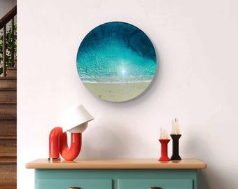 Epoxy Resin Ocean Wave Lazy Susan: Coastal Decor Centerpiece