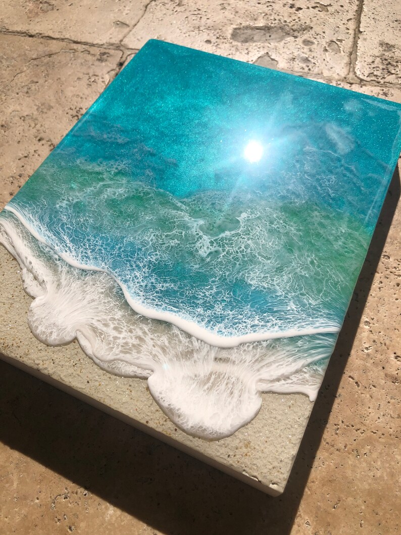 Ocean Painting, Beach Ocean Painting, Ocean Wall Art, White Sand Beach