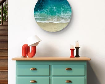 Epoxy Resin Ocean Wave Lazy Susan: Coastal Table Centerpiece