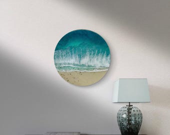 Epoxy Resin Ocean Wave Lazy Susan: Coastal Decor Centerpiece