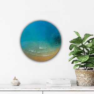 Round ocean painting, ocean lazy Susan turntable, lazy Susan for table, lazy Susan centerpiece, perfect table centerpiece