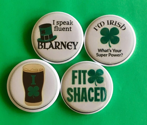 name//place 5 for 4 Personalised Photo Irish Shamrock Hen Do Party Badges//Mirror