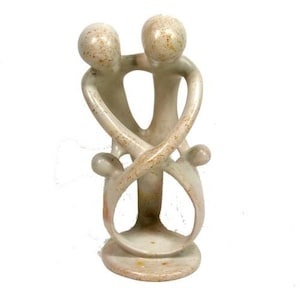African Soapstone Figurine Family Tree Carved Sculpture Kenya 4&quot;