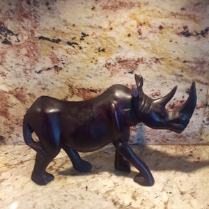 Wooden Rhino/ African Wood Rhino/ Kenyan Rhino/ 8 Inch length Wood Carving
