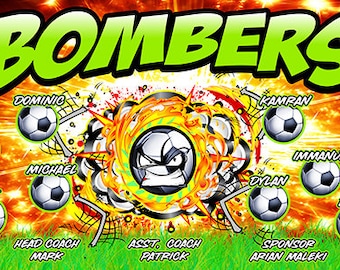 Soccer Team Banners, 3'x5' Printed Vinyl Banner. 3-5 Bus. Days - Rebel SportsFX - No Hidden Fees