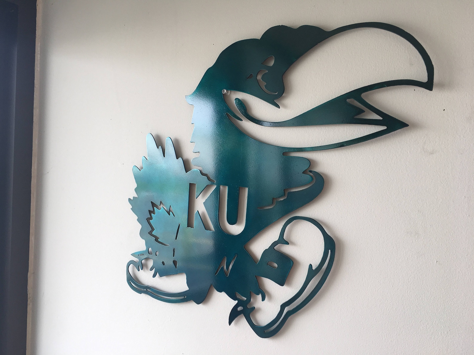 KU Jayhawk Metal Art Wall Decor Etsy