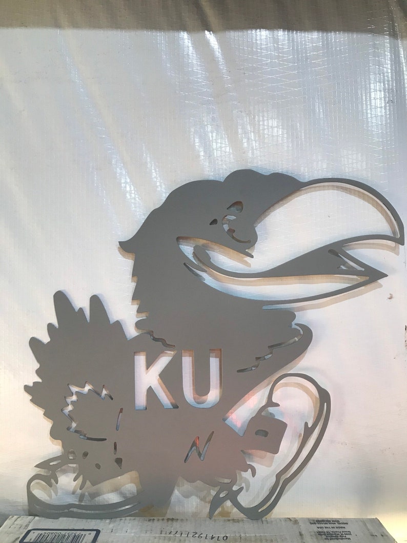 KU Jayhawk Metal Art Wall Decor Etsy