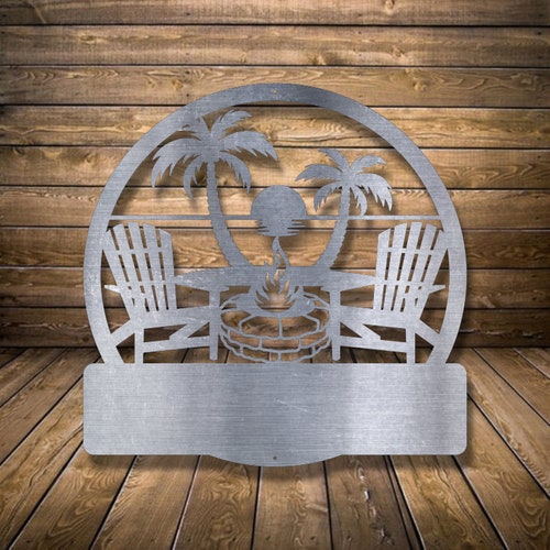 Beach Camping store Monogram Sign - Personalized Metal Sign - Home Decor - Monogram Gifts - Patio Decor - beach Art , Door Monogram,