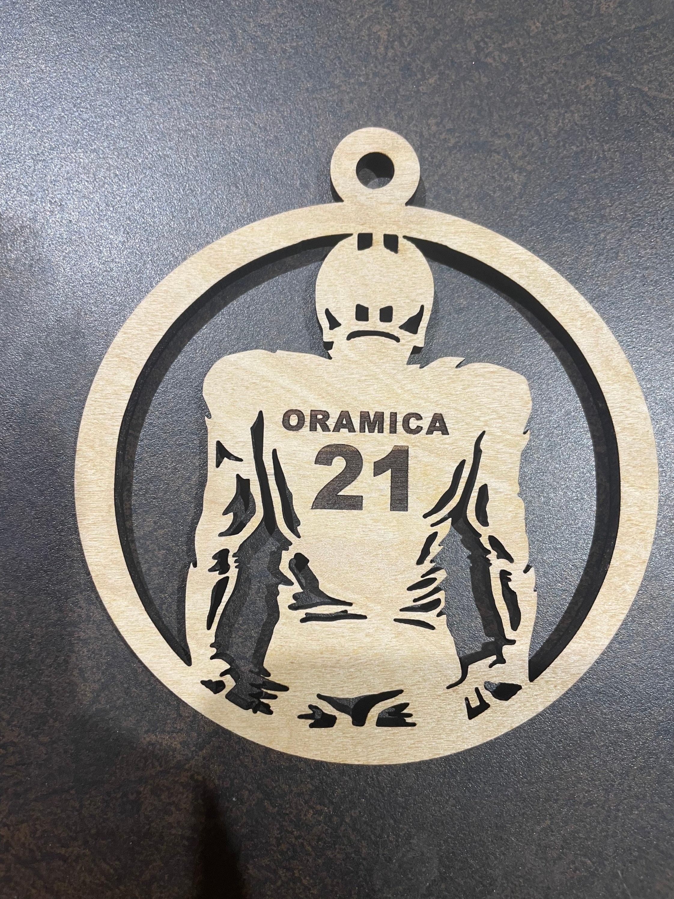 Personalized football player christmas ornament