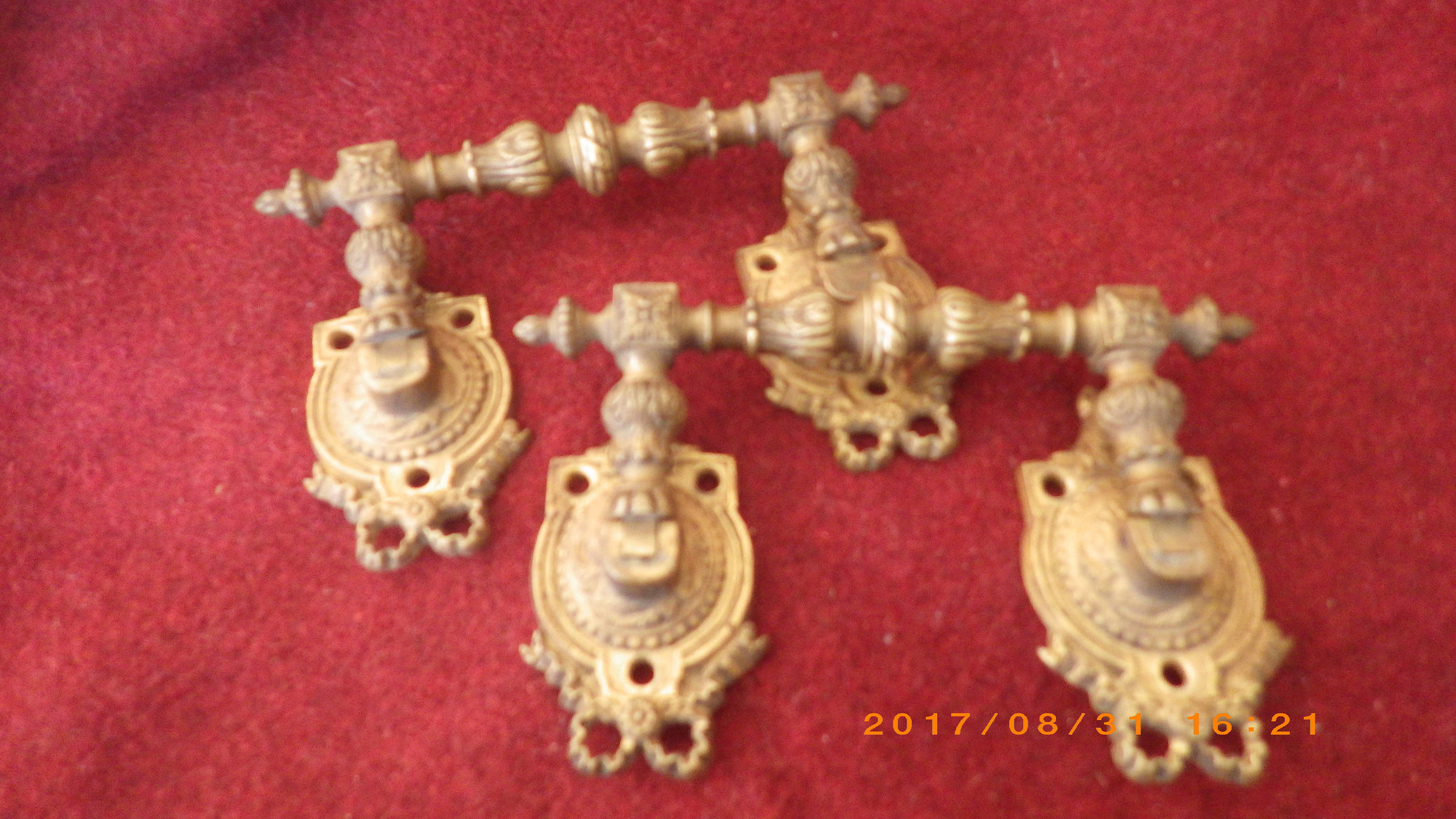 Ancien Français Ouvragé en Bronze Doré Poignées