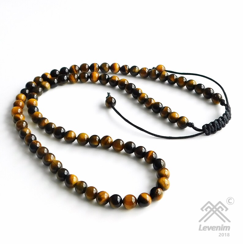 Mens Necklace Tigers Eye Necklace Beaded Necklace Tigers Eye Bead