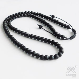 Lava Stone necklace -  Mens necklace - Beaded necklace - Lava bead necklace - Black necklace - Necklace for men