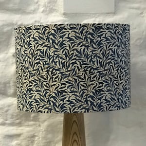 William Morris Lampshade - Dark Blue Willow Boughs Fabric Drum Lampshade