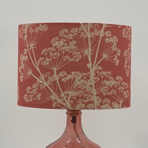 Dark Pink Cow Parsley Drum Lampshade, 20cm, 25cm, 30cm, 35cm, 40cm Diameter, Lampshades, Lighting, Home, Modern, Contemporary