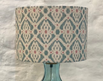 Teal Ikat Lampshade, Teal and Pink Drum Lamp shade, 20cm, 25cm, 30cm, 35cm, 40cm Diameter, Lampshades, Lighting, Home, Modern, Contemporary