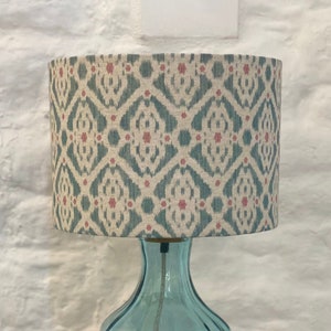 Teal Ikat Lampshade, Teal and Pink Drum Lamp shade, 20cm, 25cm, 30cm, 35cm, 40cm Diameter, Lampshades, Lighting, Home, Modern, Contemporary