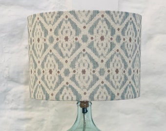 Duck Egg Ikat Lampshade, Blue and Grey Drum shade, 20cm, 25cm, 30cm, 35cm, 40cm Diameter, Lampshades, Lighting, Home, Modern, Contemporary